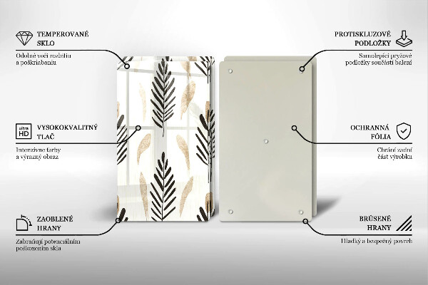 Üveg vágódeszka Boho növények