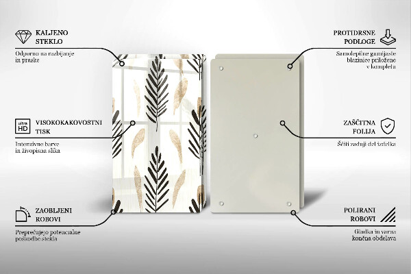 Üveg vágódeszka Boho növények