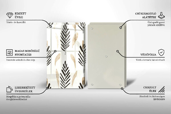 Üveg vágódeszka Boho növények