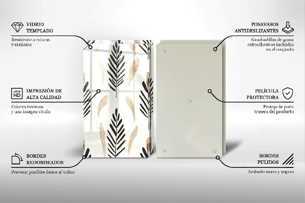 Üveg vágódeszka Boho növények