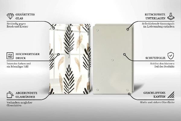 Üveg vágódeszka Boho növények