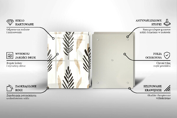 Üveg vágódeszka Boho növények