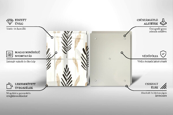 Üveg vágódeszka Boho növények