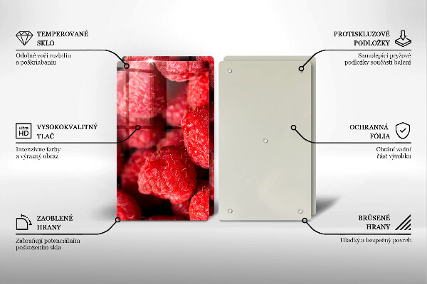 Üveg vágódeszka Málna gyümölcs