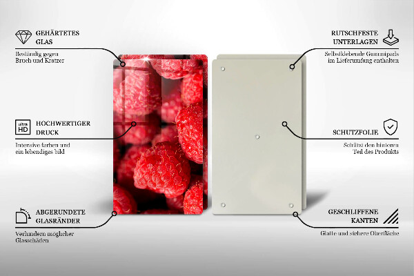 Üveg vágódeszka Málna gyümölcs