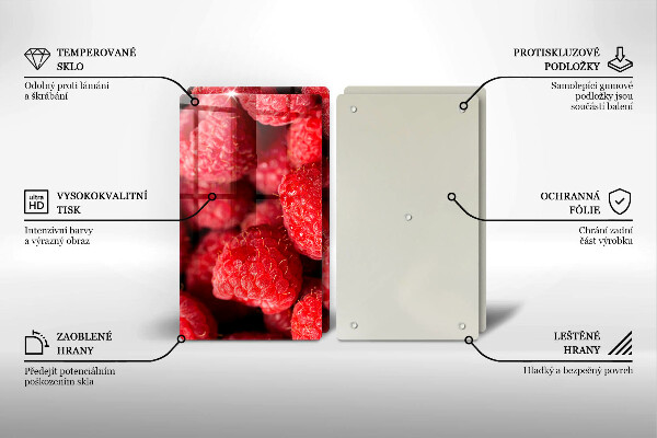 Üveg vágódeszka Málna gyümölcs