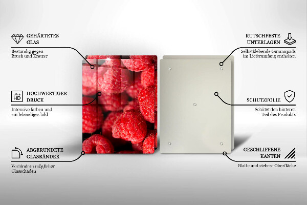 Üveg vágódeszka Málna gyümölcs