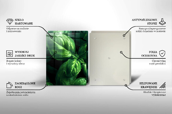 Üveg vágódeszka Bazsalikom