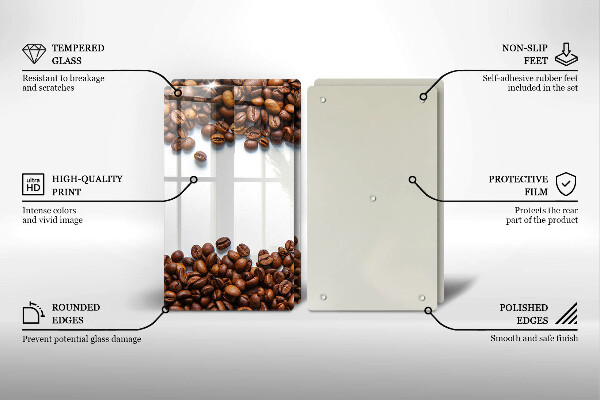 Üveg vágódeszka Kávébab