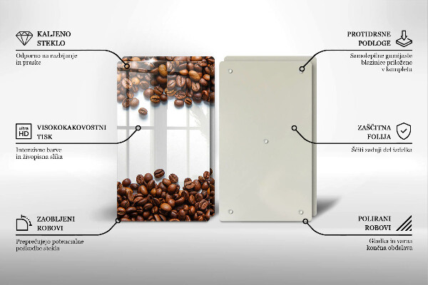 Üveg vágódeszka Kávébab