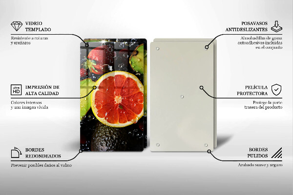 Üveg vágódeszka Gyümölcsök és zöldségek