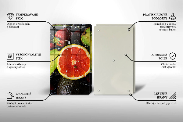 Üveg vágódeszka Gyümölcsök és zöldségek