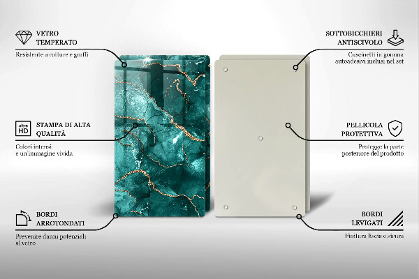 Üveg vágódeszka Kék márvány