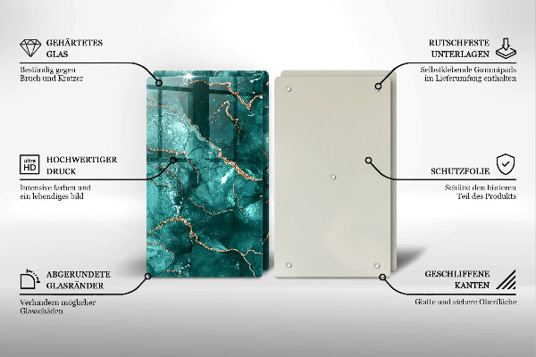 Üveg vágódeszka Kék márvány