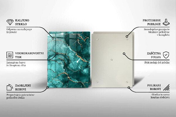 Üveg vágódeszka Kék márvány