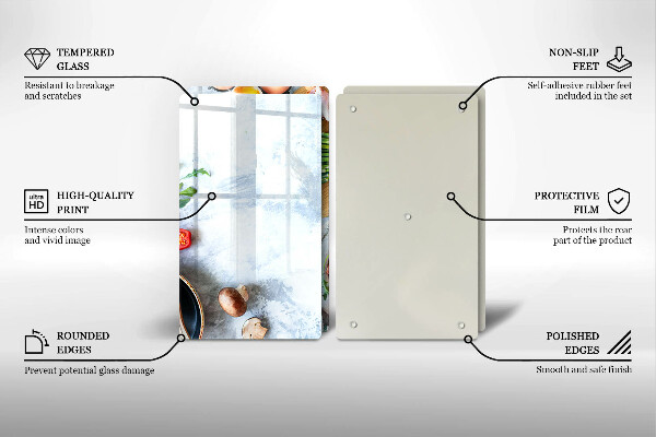 Üveg vágódeszka Hozzávalók a konyhában