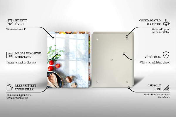 Üveg vágódeszka Hozzávalók a konyhában