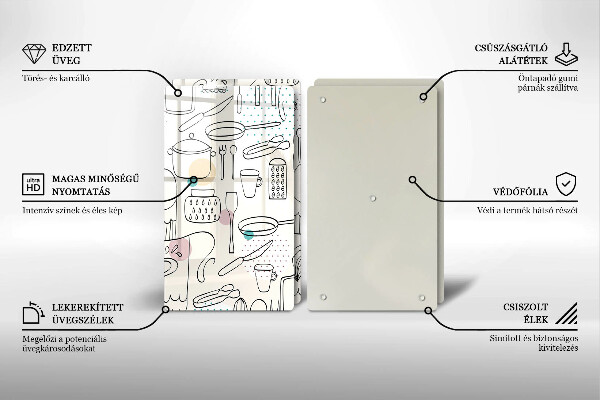 Üveg vágódeszka Konyhai kiegészítők