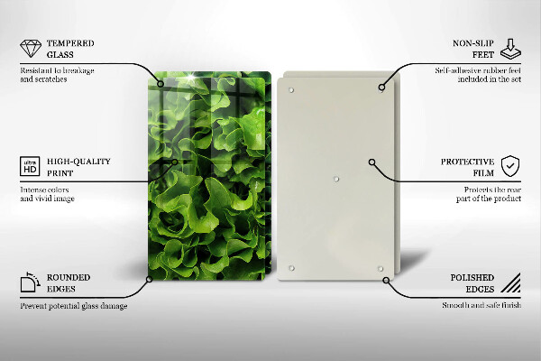 Üveg vágódeszka Zöld saláta levelek