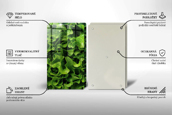 Üveg vágódeszka Zöld saláta levelek