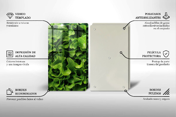 Üveg vágódeszka Zöld saláta levelek