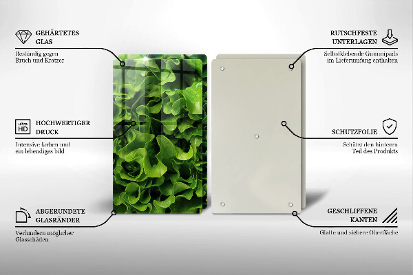 Üveg vágódeszka Zöld saláta levelek