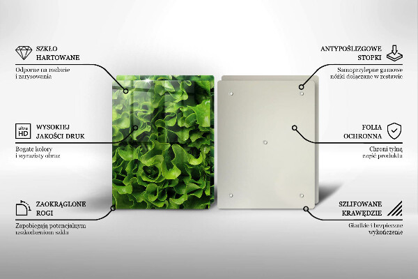 Üveg vágódeszka Zöld saláta levelek