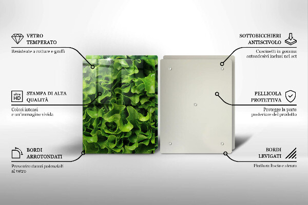 Üveg vágódeszka Zöld saláta levelek