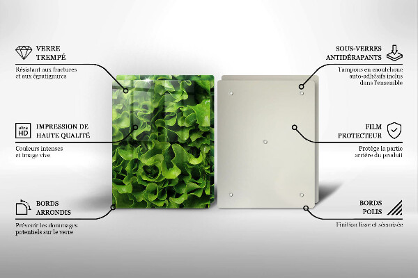 Üveg vágódeszka Zöld saláta levelek