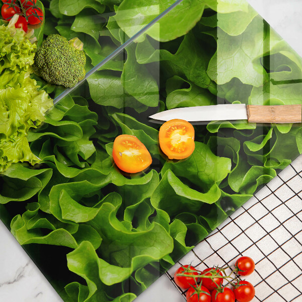 Üveg vágódeszka Zöld saláta levelek