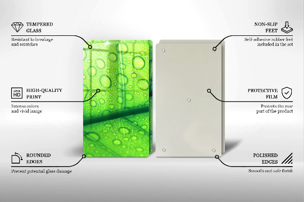 Üveg vágódeszka Közeli kép egy levélről