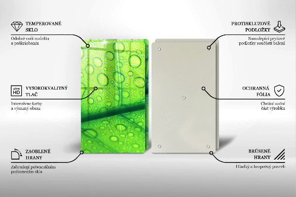 Üveg vágódeszka Közeli kép egy levélről