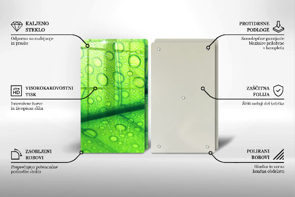 Üveg vágódeszka Közeli kép egy levélről