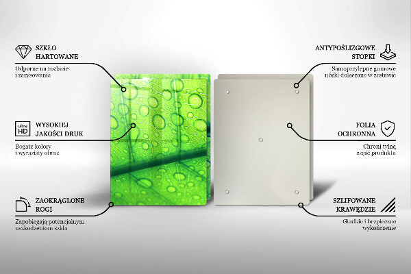 Üveg vágódeszka Közeli kép egy levélről