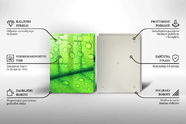 Üveg vágódeszka Közeli kép egy levélről