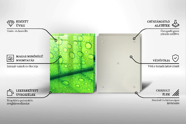 Üveg vágódeszka Közeli kép egy levélről