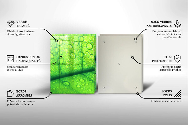 Üveg vágódeszka Közeli kép egy levélről