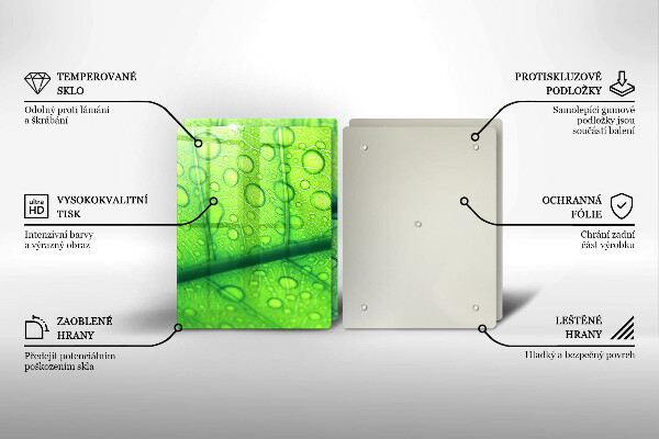 Üveg vágódeszka Közeli kép egy levélről