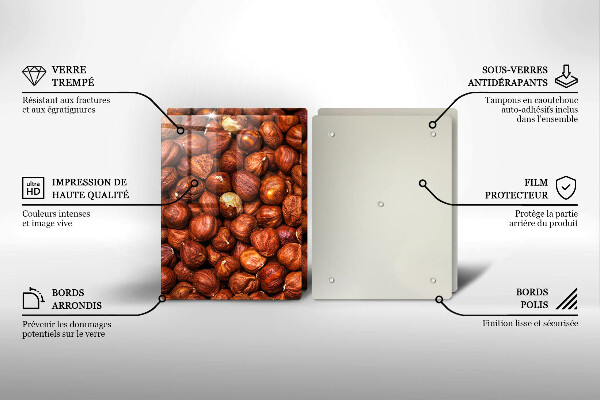 Üveg vágódeszka Mogyoró