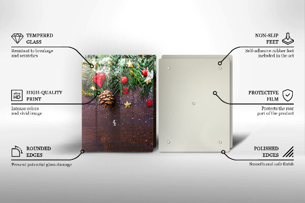 Üveg vágódeszka Karácsonyi dekoráció