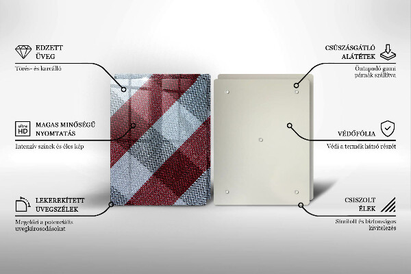 Üveg vágódeszka Piros-fehér kockás minta