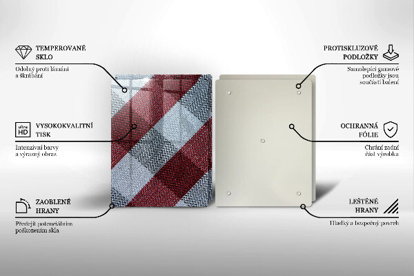 Üveg vágódeszka Piros-fehér kockás minta