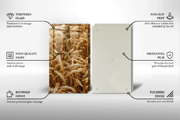 Üveg vágódeszka Gabona mező