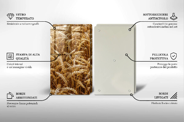 Üveg vágódeszka Gabona mező