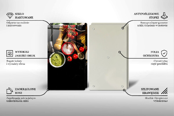 Üveg vágódeszka Olasz alapanyagok és fűszerek