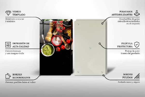 Üveg vágódeszka Olasz alapanyagok és fűszerek