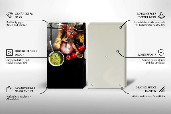 Üveg vágódeszka Olasz alapanyagok és fűszerek