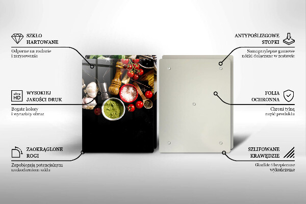 Üveg vágódeszka Olasz alapanyagok és fűszerek