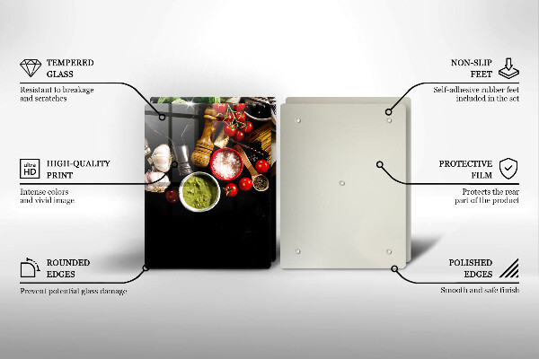 Üveg vágódeszka Olasz alapanyagok és fűszerek