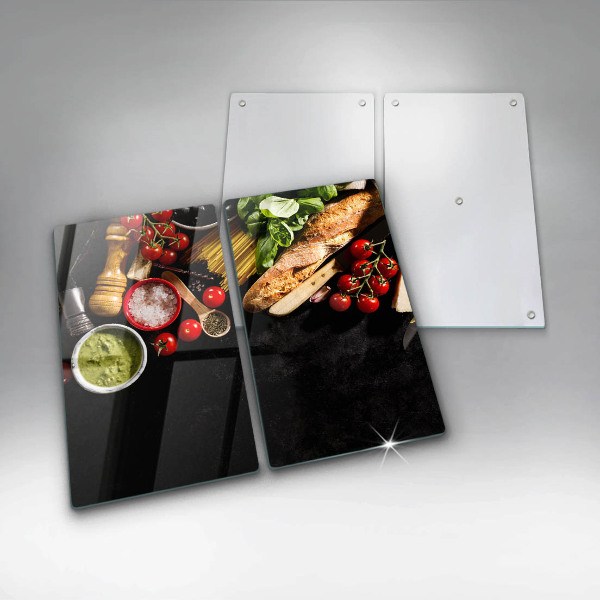 Üveg vágódeszka Olasz alapanyagok és fűszerek